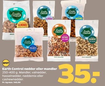 Netto Earth Control nødder eller mandler 250-400 g. tilbud