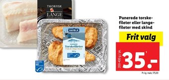 Lidl Panerede torske-fileter eller lange- fileter med skind tilbud