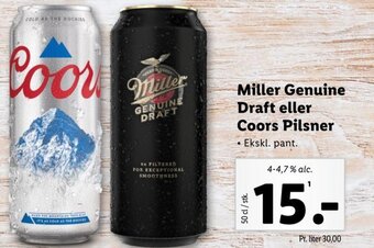 Lidl Miller Genuine Draft eller Coors Pilsner tilbud