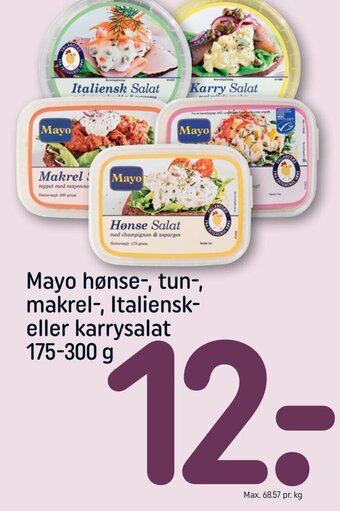REMA 1000 Mayo hønse-, tun-, makrel-, Italiensk-eller karrysalat 175-300 g tilbud