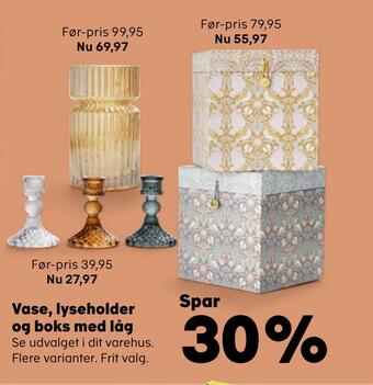 Kvickly Vase, lyseholder og boks med låg tilbud
