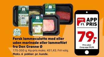 Kvickly Fersk lammeculotte med eller uden marinade eller lammefilet fra den grønne ø tilbud