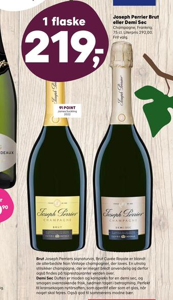 SuperBrugsen Joseph perrier brut eller demi sec tilbud