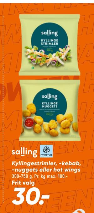 Bilka Kyllingestrimler, -kebab, -nuggets eller hot wings tilbud