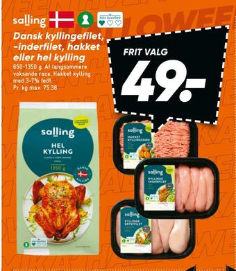 Bilka Dansk kyllingefilet, -inderfilet, hakket eller hel kylling tilbud