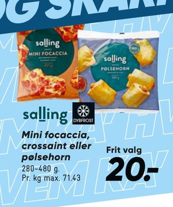 Bilka Mini focaccia, crossaint eller pølsehorn tilbud