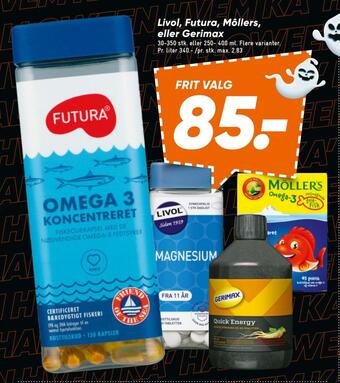 Bilka Livol, futura, môllers, eller gerimax tilbud
