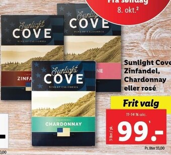 Lidl Sunlight cove zinfandel, chardonnay eller rosé tilbud