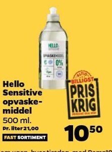 Netto Hello sensitive opvaskemiddel tilbud