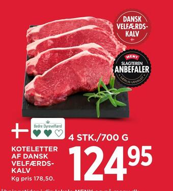 MENY Koteletter af dansk velfærdskalv tilbud