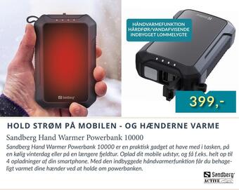 CBC Sandberg hand warmer powerbank 10000 tilbud