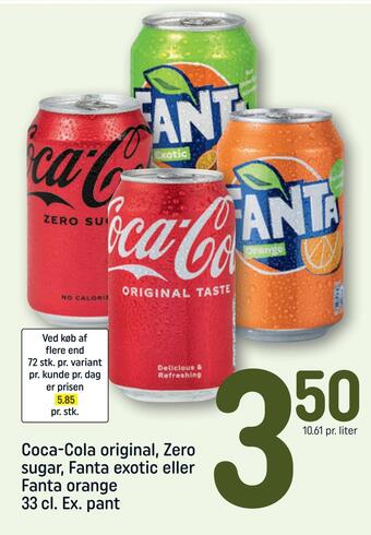 REMA 1000 Coca-cola original, zero sugar, fanta exotic eller fanta orange tilbud