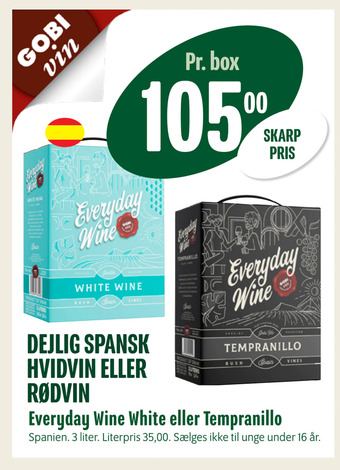 Min Købmand Everyday wine white eller tempranillo tilbud