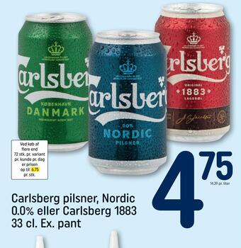 REMA 1000 Carlsberg pilsner, nordic 0,0% eller carlsberg 1883 tilbud
