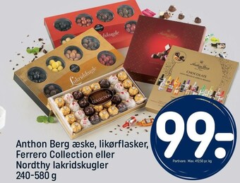REMA 1000 Anthon berg æske, likørflasker, ferrero collection eller nordthy lakridskugler tilbud