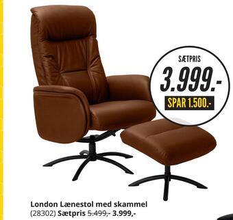 My Home London lænestol med skammel tilbud