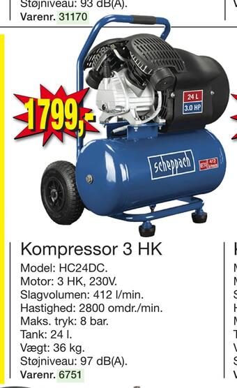 Harald Nyborg Kompressor 3 hk tilbud