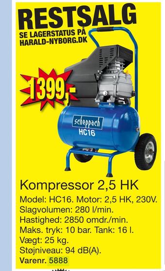 Harald Nyborg Kompressor 2,5 hk tilbud