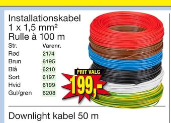 Harald Nyborg Installationskabel 1 x 1,5 mm2 rulle à 100 m tilbud