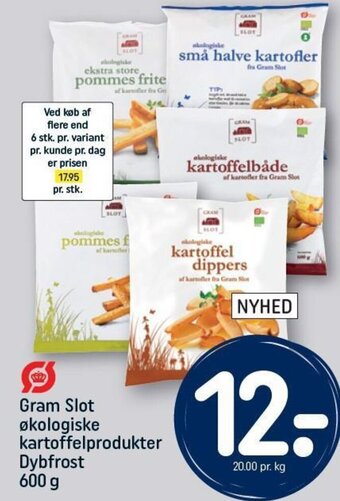 REMA 1000 Gram Slot økologiske kartoffelprodukter Dybfrost 600 g tilbud