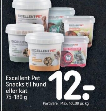 REMA 1000 Excellent Pet Snacks til hund eller kat 75-180 g tilbud