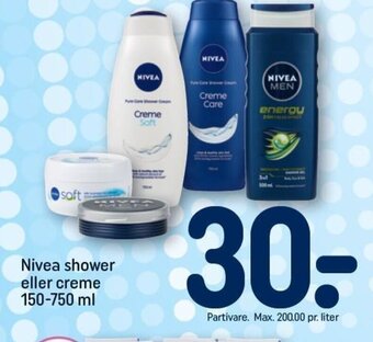 REMA 1000 Nivea shower eller creme 150-750 ml tilbud