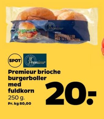 Netto Premieur burgerboller brioche fuldkorn tilbud