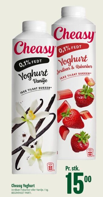 Min Købmand Cheasy yoghurt jordbær & rababer tilbud
