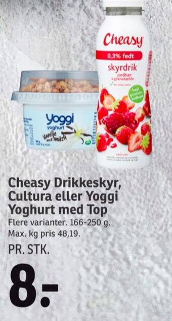 SPAR Cheasy drikkeskyr jordbær & granatæble tilbud
