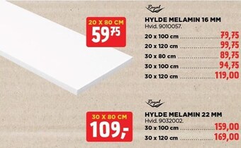 jem & fix Royal hylde melamin 16 mm eller 22 mm tilbud