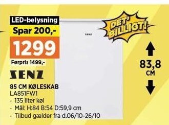 Power Zenz 85 cm køleskab tilbud