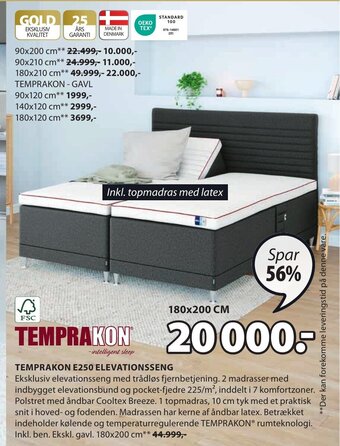 JYSK TEMPRAKON E250 ELEVATIONSSENG tilbud