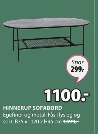JYSK HINNERUP SOFABORD tilbud