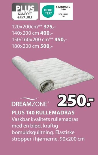 JYSK PLUS T40 RULLEMADRAS tilbud