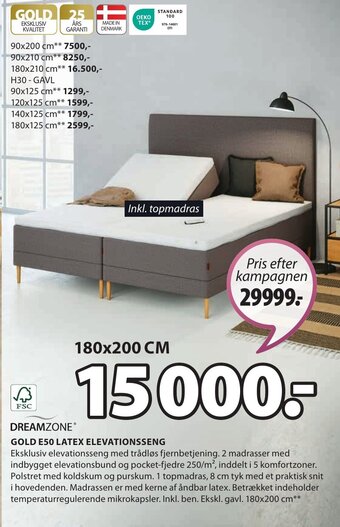 JYSK GOLD E50 LATEX ELEVATIONSSENG tilbud