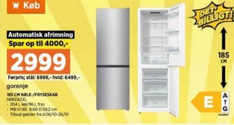 Power Gorenje køle/fryseskab tilbud