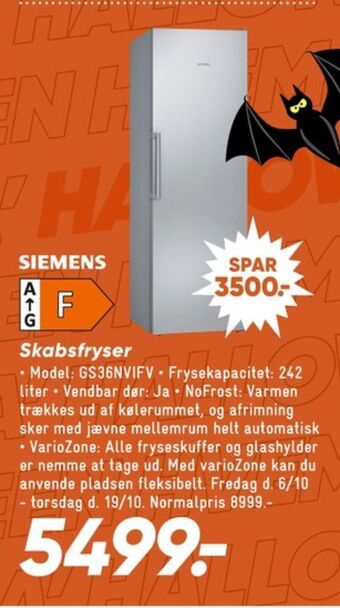 Bilka Siemens fryseskab tilbud