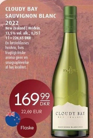 Scandinavian Park Cloudy bay sauvignon blanc 2022 tilbud