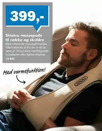 Shiatsu massepude til nakke og skuldre