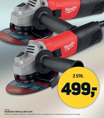 XL-BYG MILWAUKEE VINKELSLIBER 230V tilbud