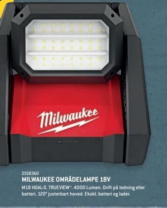 XL-BYG MILWAUKEE OMRÅDELAMPE 18V tilbud