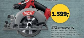 XL-BYG MILWAUKEE RUNDSAV 18V tilbud