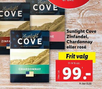 Lidl Sunlight Cove Zinfandel, Chardonnay eller rosé. tilbud