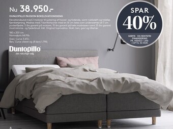 SengeSpecialisten Dunlopillo passion boxelevationsseng tilbud