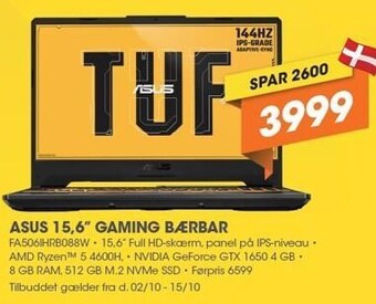 Expert Asus 15,6'' gaming bærbar tilbud