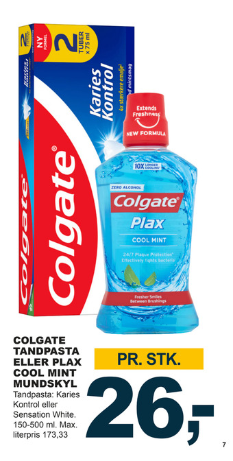 Let-Køb Colgate tandpasta eller plax cool mint mundskyl tilbud