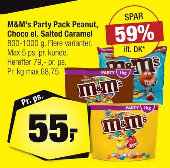 Calle M&m's party pack peanut, choco el. salted caramel tilbud