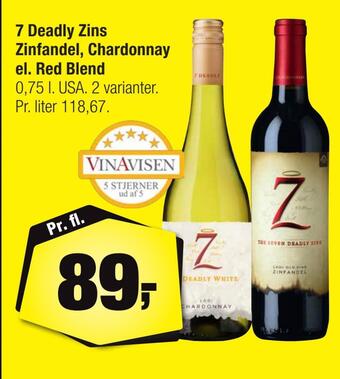 7 deadly zins zinfandel, chardonnay el. red blend