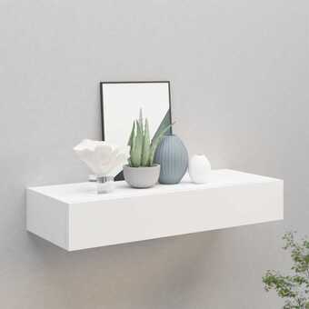 Bolig Center Væghængt hylde med skuffe 60x23,5x10 cm mdf hvid tilbud
