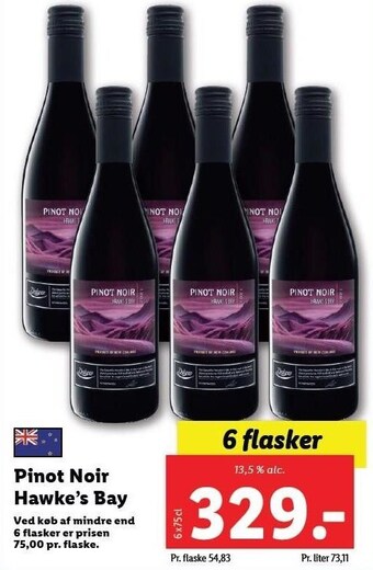 Lidl Pinot noir hawke's bay 6 fl tilbud
